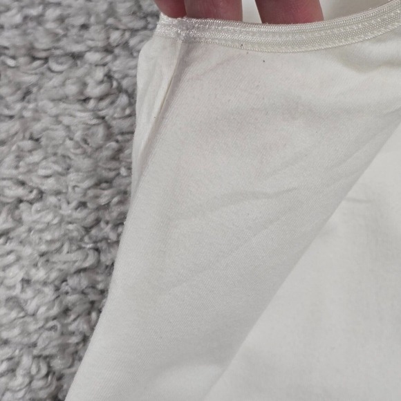 Bebe Top Women Large Off White One Shoulder Flag Rhinestone Y2K Stretch - Picture 4 of 10